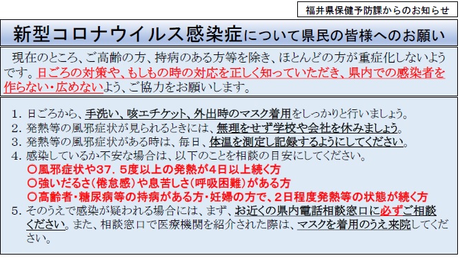 福井 県 新型 コロナ 感染 者